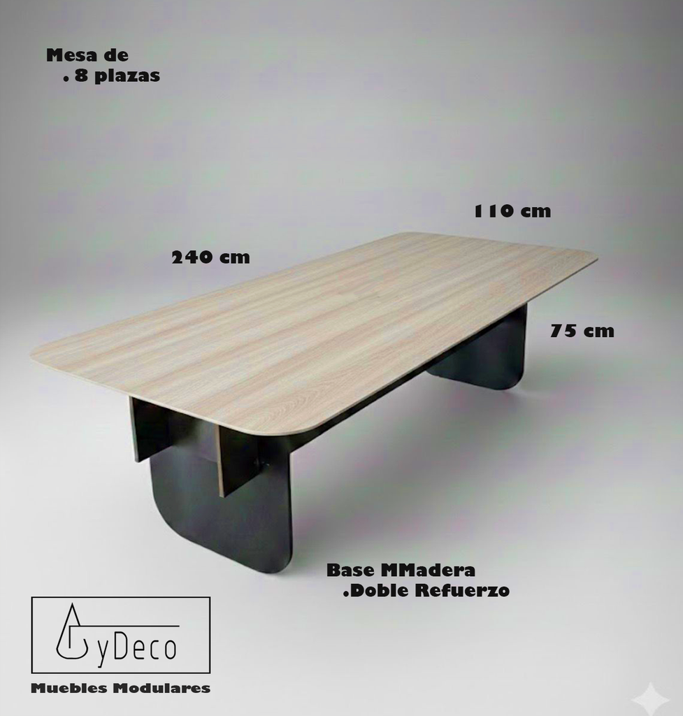 Mesa 8 plazas Base Madera Reforzada
