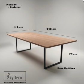 Mesa 8 Plazas Base Metálica