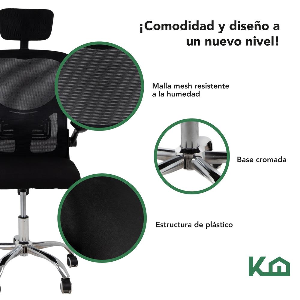 Silla Giratoria de Escritorio Ergonomica Negra Mesh Oficina